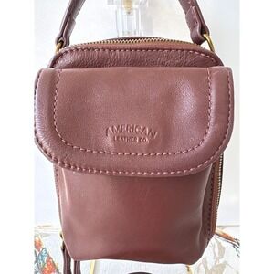 American Leather Co Chestunut Brown Leather Crossbody Bag Mini Messenger Handbag